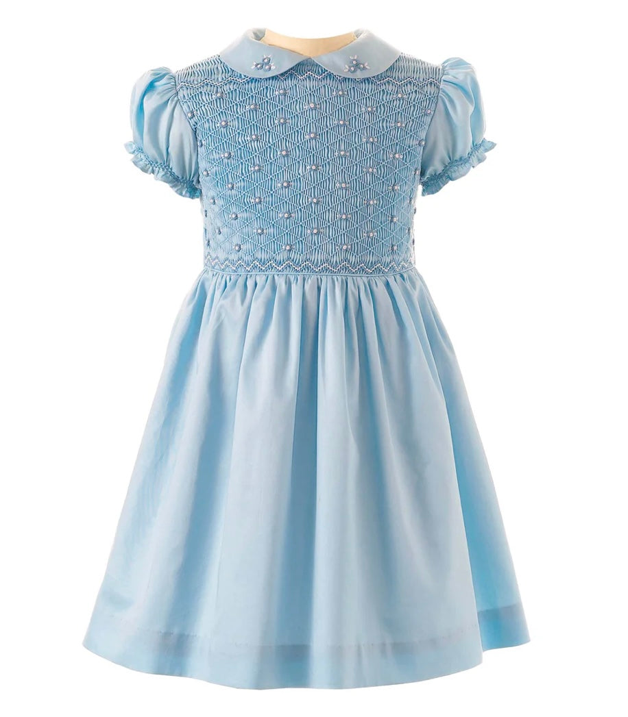 ROSE SMOCKED DRESS-rrhcgr113bl : 3Y,5Y