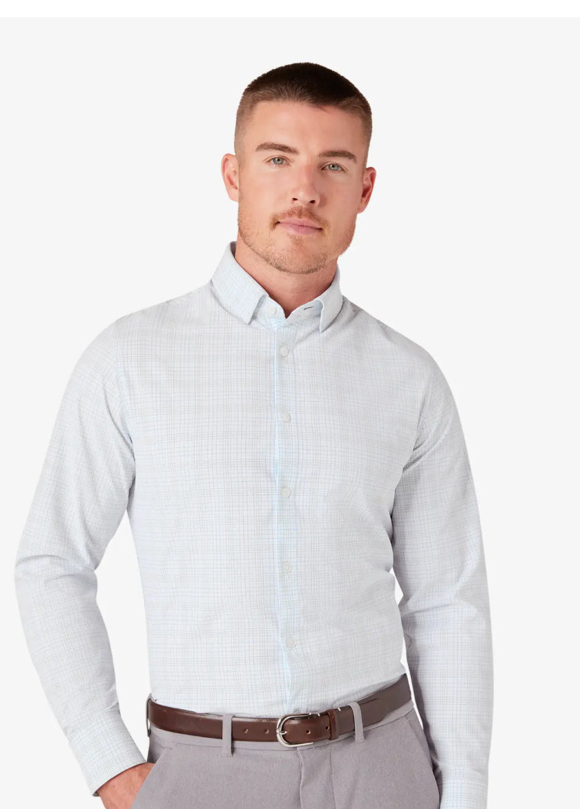 Leeward LS Dress Shirt White Baja Plaid   1WS-1555