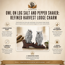 Owl on Log Salt and Pepper Shaker