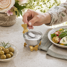 Gold Butterfly Salt Cellar with Spoon