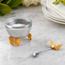 Gold Butterfly Salt Cellar with Spoon