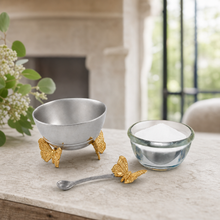 Gold Butterfly Salt Cellar with Spoon
