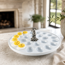 Deviled Egg Tray with Pewter Standing Rabbit