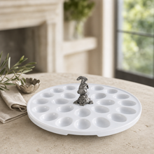 Deviled Egg Tray with Pewter Standing Rabbit