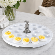 Deviled Egg Tray with Pewter Standing Rabbit
