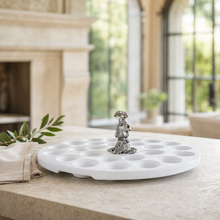 Deviled Egg Tray with Pewter Standing Rabbit