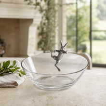 Climbing Bunny Glass Serving / Salad Bowl