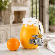 Orange Blooms Glass Pitcher