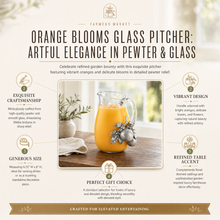 Orange Blooms Glass Pitcher