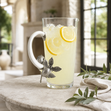 Glass Pitcher Pewter Lemon Bouquet Handle