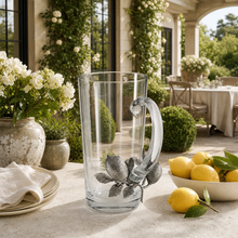 Glass Pitcher Pewter Lemon Bouquet Handle