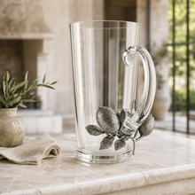 Glass Pitcher Pewter Lemon Bouquet Handle
