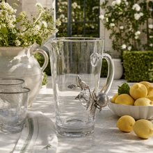 Glass Pitcher Pewter Lemon Bouquet Handle