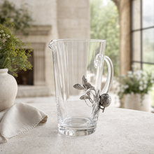 Glass Pitcher Pewter Lemon Bouquet Handle