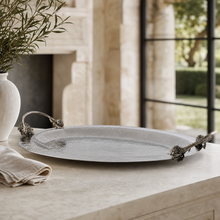 Artichoke Handle Large Steel Serving Tray