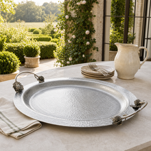 Artichoke Handle Large Steel Serving Tray