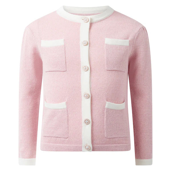 Pink Knit Pocket Cardigan