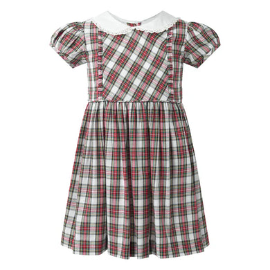 Ivory Tartan Frill Front Dress