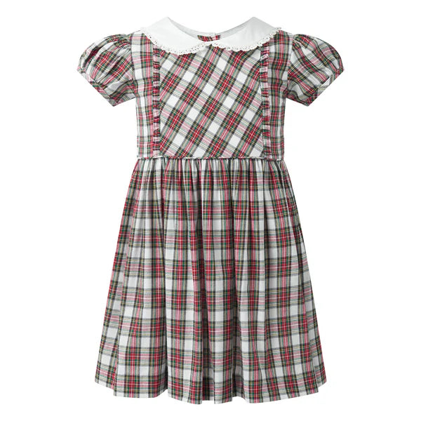 Ivory Tartan Frill Front Dress