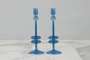 Set of 2 Glass Candlestick Collection
