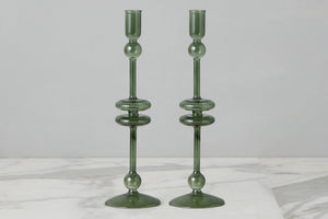 Set of 2 Glass Candlestick Collection