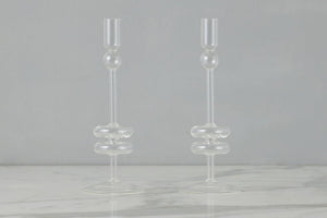Set of 2 Glass Candlestick Collection