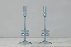 Set of 2 Glass Candlestick Collection
