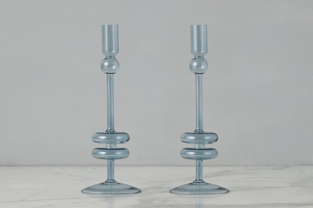 Set of 2 Glass Candlestick Collection