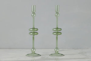 Set of 2 Glass Candlestick Collection