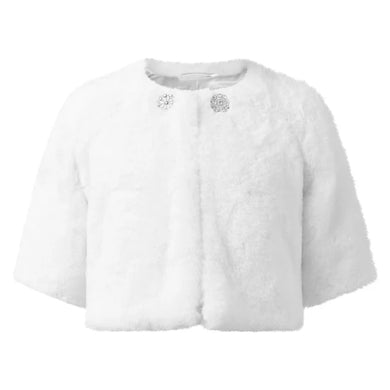 Ivory Faux Fur Cropped Jacket