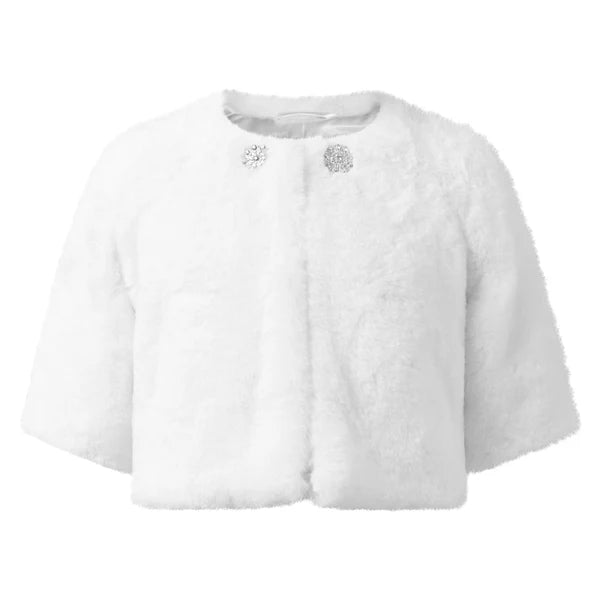 Ivory Faux Fur Cropped Jacket