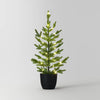 3' Pre-lit Indexed Balsam Fir Mini Artificial Christmas Tree in Black Pot Warm White Lights : LED, Battery-Operated
