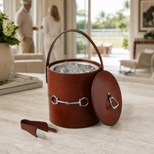 Premium Genuine Leather Bit Lidded Ice Bucket