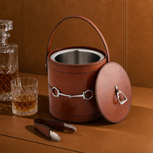 Premium Genuine Leather Bit Lidded Ice Bucket