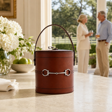 Premium Genuine Leather Bit Lidded Ice Bucket