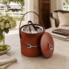Premium Genuine Leather Bit Lidded Ice Bucket