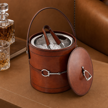 Premium Genuine Leather Bit Lidded Ice Bucket
