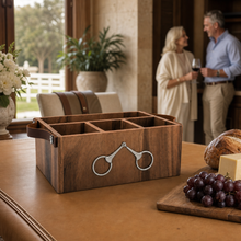 Horse Bits Leather Handles Flatware Caddy