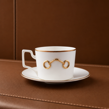 Gold Bit Bone China Cup and Saucer Gold Rim