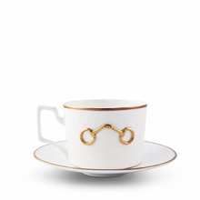 Gold Bit Bone China Cup and Saucer Gold Rim