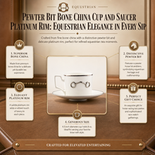 Pewter Bit Bone China Cup and Saucer Platinum Rim
