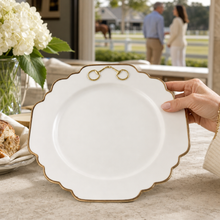 Gold Bit Bone China Scallop Dinner Plate Gold Rim
