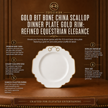 Gold Bit Bone China Scallop Dinner Plate Gold Rim