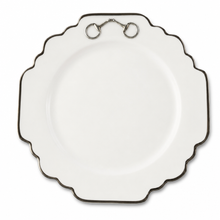 Pewter Bit Bone China Scallop Dinner Plate Platinum Rim