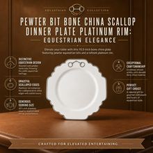 Pewter Bit Bone China Scallop Dinner Plate Platinum Rim