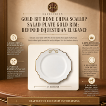 Gold Bit Bone China Scallop Salad Plate Gold Rim