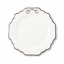 Pewter Bit Bone China Scallop Salad / Dessert Plate Platinum Rim