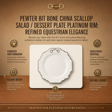 Pewter Bit Bone China Scallop Salad / Dessert Plate Platinum Rim