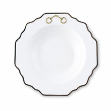 Gold Bit Bone China Scallop Soup Plate Gold Rim