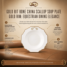 Gold Bit Bone China Scallop Soup Plate Gold Rim